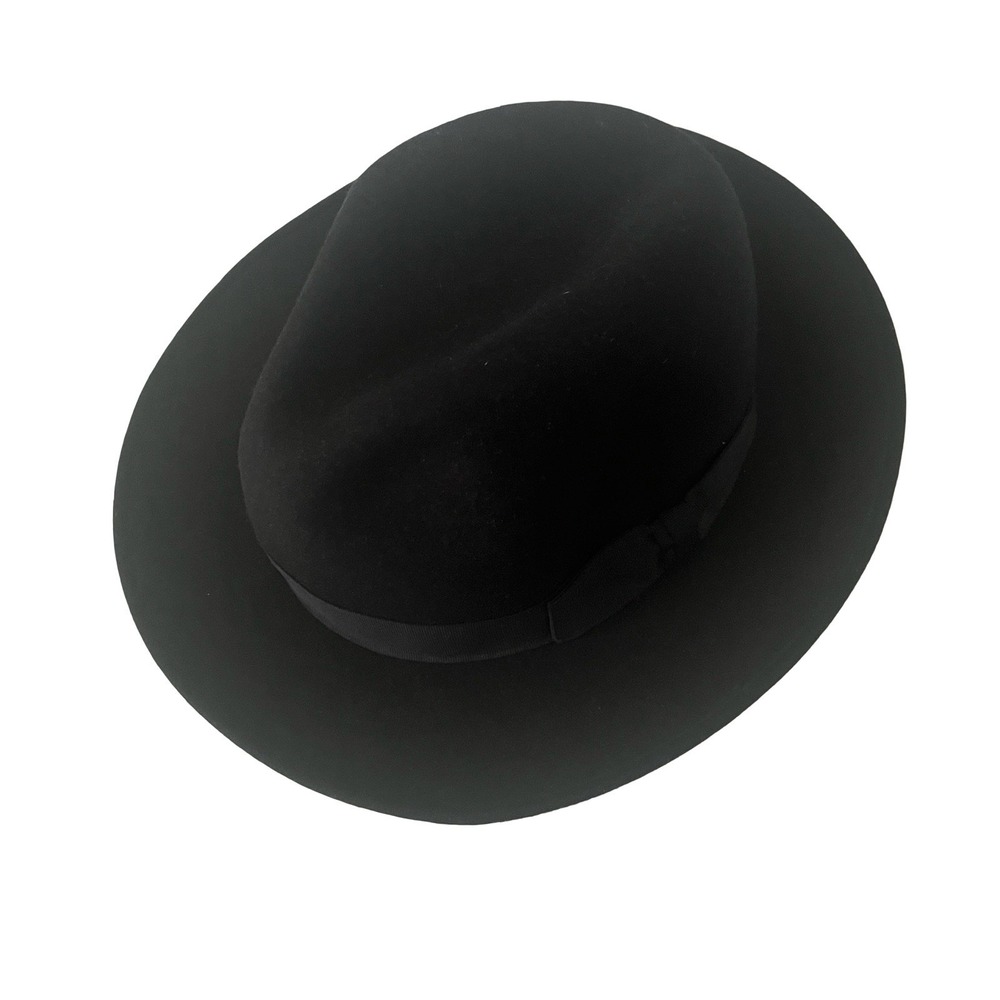 K-Hat Size M Black Fedora Ribbon 100% Wool Classic